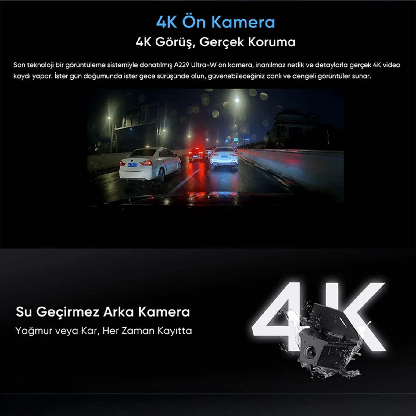 Viofo A229 Ultra 2 Kameralı Ön ve Arka Dış Su Geçirmez 4K+4K Sony